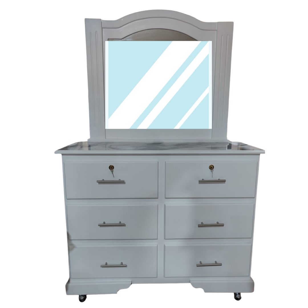 NOLASCO 6 GAVETAS CON ESPEJO BLANCO